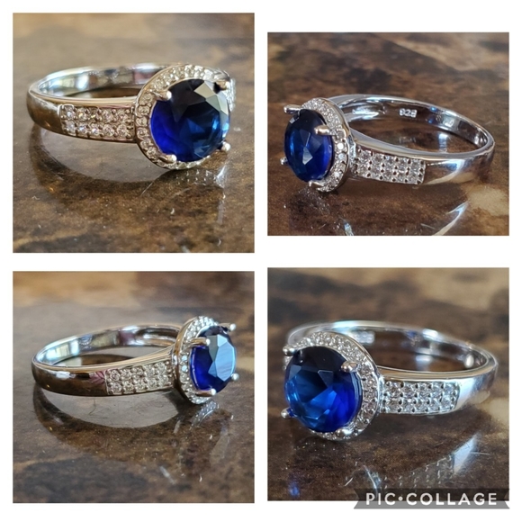 Genuine 3ct Round Blue Sapphire Blue Sapphire Ring Size 8 - Picture 7 of 8